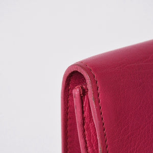 極美品 YVES SAINT LAURENT イヴサンローラン ベル ド ジュール クラッチバッグ フューシャピンク シルバー金具 中古 4a006923