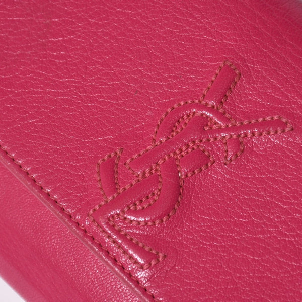 極美品 YVES SAINT LAURENT イヴサンローラン ベル ド ジュール クラッチバッグ フューシャピンク シルバー金具 中古 4a006923