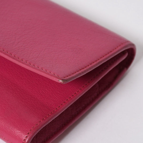 極美品 YVES SAINT LAURENT イヴサンローラン ベル ド ジュール クラッチバッグ フューシャピンク シルバー金具 中古 4a006923