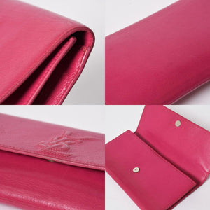 極美品 YVES SAINT LAURENT イヴサンローラン ベル ド ジュール クラッチバッグ フューシャピンク シルバー金具 中古 4a006923
