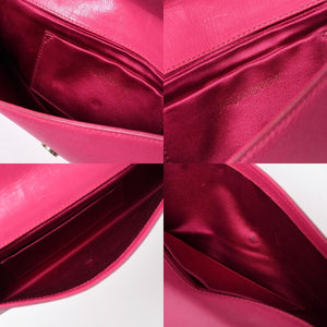 極美品 YVES SAINT LAURENT イヴサンローラン ベル ド ジュール クラッチバッグ フューシャピンク シルバー金具 中古 4a006923