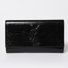 YVES SAINT LAURENT イヴサンローラン クラッチバッグ ハンドバッグ セカンドバッグ ブラック シルバー金具 美品 中古 4a006922