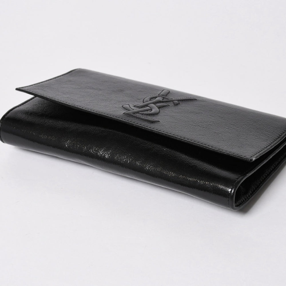 YVES SAINT LAURENT イヴサンローラン クラッチバッグ ハンドバッグ セカンドバッグ ブラック シルバー金具 美品 中古 4a006922