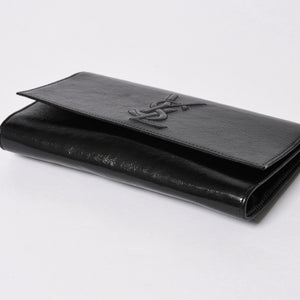YVES SAINT LAURENT イヴサンローラン クラッチバッグ ハンドバッグ セカンドバッグ ブラック シルバー金具 美品 中古 4a006922