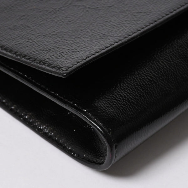 YVES SAINT LAURENT イヴサンローラン クラッチバッグ ハンドバッグ セカンドバッグ ブラック シルバー金具 美品 中古 4a006922
