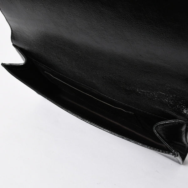 YVES SAINT LAURENT イヴサンローラン クラッチバッグ ハンドバッグ セカンドバッグ ブラック シルバー金具 美品 中古 4a006922