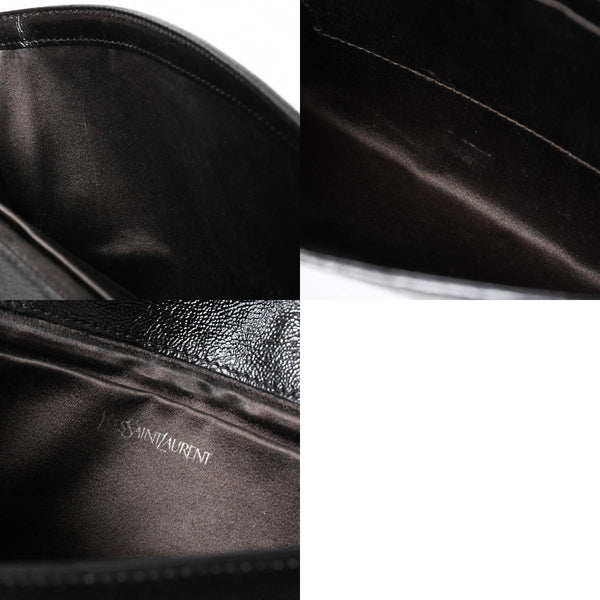 YVES SAINT LAURENT イヴサンローラン クラッチバッグ ハンドバッグ セカンドバッグ ブラック シルバー金具 美品 中古 4a006922
