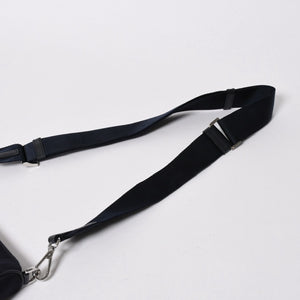 極美品 PRADA プラダ ショルダーバッグ トライアングルロゴ ナイロン レザー ネイビー シルバー金具 中古 4a006942