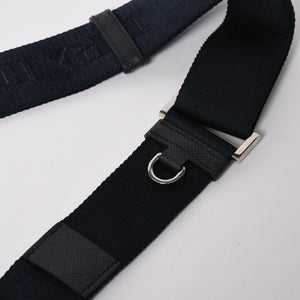 極美品 PRADA プラダ ショルダーバッグ トライアングルロゴ ナイロン レザー ネイビー シルバー金具 中古 4a006942