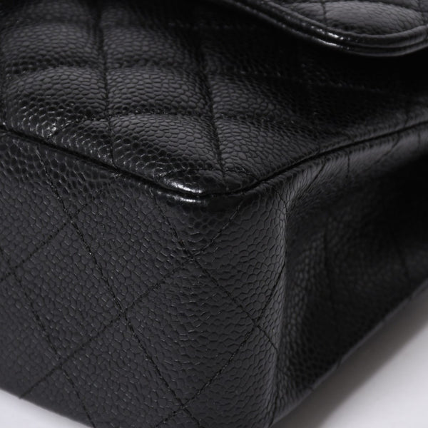 極美品 CHANEL シャネル マトラッセ23 Wフラップ Wチェーンショルダーバッグ 28番台 ココマーク キャビアスキン ブラック 中古 4a007112