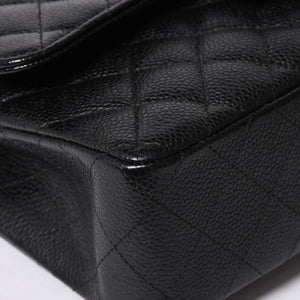 極美品 CHANEL シャネル マトラッセ23 Wフラップ Wチェーンショルダーバッグ 28番台 ココマーク キャビアスキン ブラック 中古 4a007112