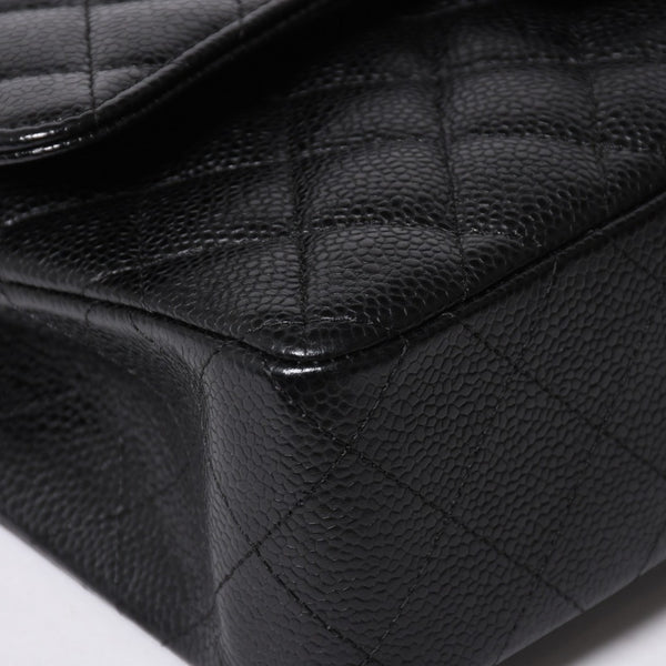 極美品 CHANEL シャネル マトラッセ23 Wフラップ Wチェーンショルダーバッグ 28番台 ココマーク キャビアスキン ブラック 中古 4a007112