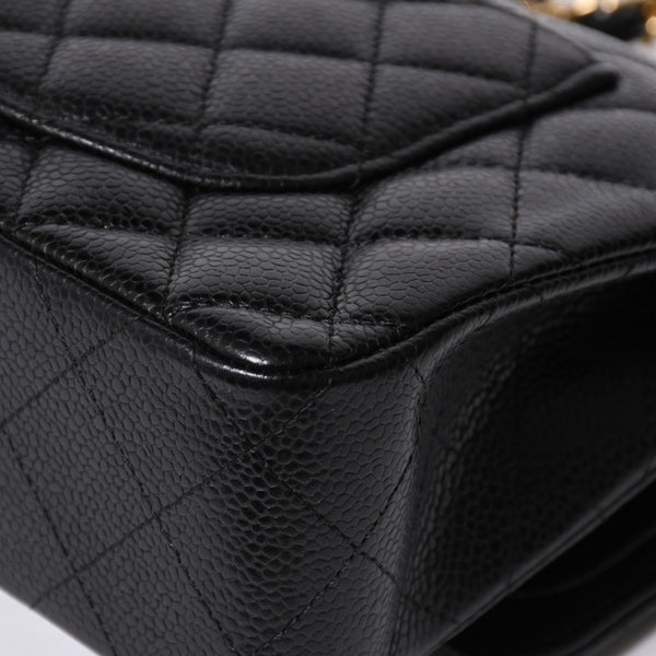 極美品 CHANEL シャネル マトラッセ23 Wフラップ Wチェーンショルダーバッグ 28番台 ココマーク キャビアスキン ブラック 中古 4a007112