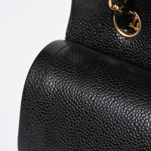 極美品 CHANEL シャネル マトラッセ23 Wフラップ Wチェーンショルダーバッグ 28番台 ココマーク キャビアスキン ブラック 中古 4a007112
