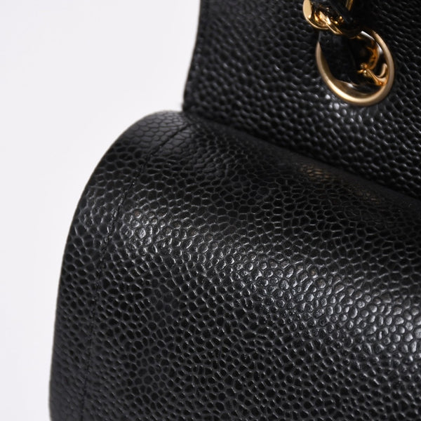 極美品 CHANEL シャネル マトラッセ23 Wフラップ Wチェーンショルダーバッグ 28番台 ココマーク キャビアスキン ブラック 中古 4a007112