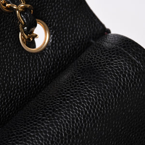 極美品 CHANEL シャネル マトラッセ23 Wフラップ Wチェーンショルダーバッグ 28番台 ココマーク キャビアスキン ブラック 中古 4a007112