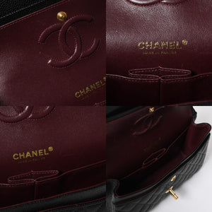極美品 CHANEL シャネル マトラッセ23 Wフラップ Wチェーンショルダーバッグ 28番台 ココマーク キャビアスキン ブラック 中古 4a007112