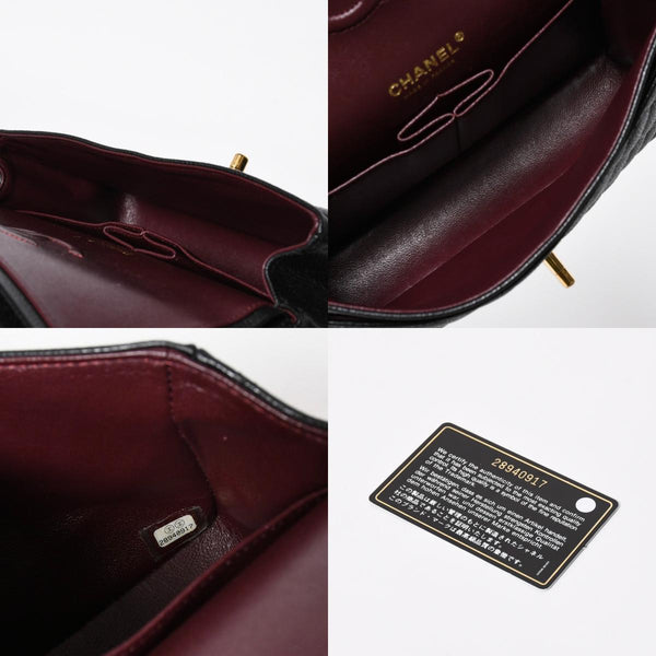 極美品 CHANEL シャネル マトラッセ23 Wフラップ Wチェーンショルダーバッグ 28番台 ココマーク キャビアスキン ブラック 中古 4a007112