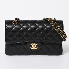 極美品 CHANEL シャネル マトラッセ23 Wフラップ Wチェーンショルダーバッグ 28番台 ココマーク キャビアスキン ブラック 中古 4a007112