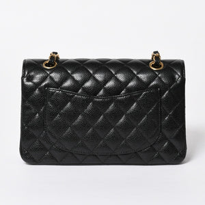 極美品 CHANEL シャネル マトラッセ23 Wフラップ Wチェーンショルダーバッグ 28番台 ココマーク キャビアスキン ブラック 中古 4a007112