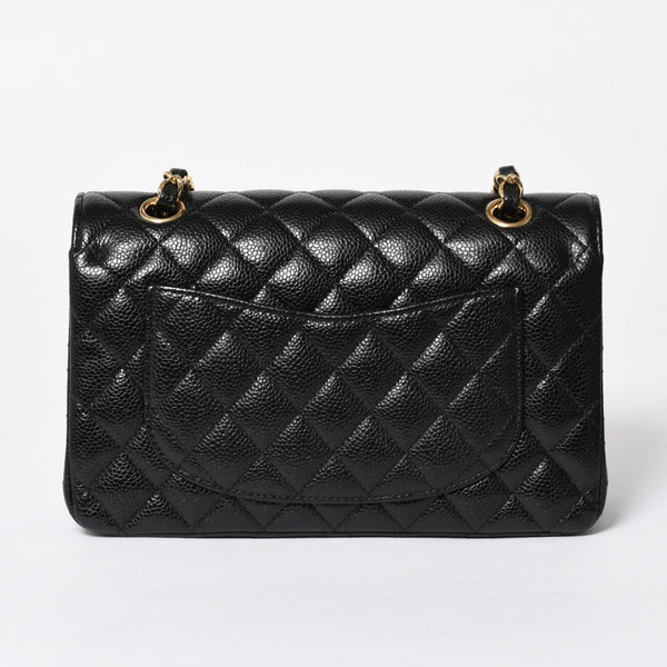 極美品 CHANEL シャネル マトラッセ23 Wフラップ Wチェーンショルダーバッグ 28番台 ココマーク キャビアスキン ブラック 中古 4a007112