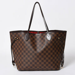 極美品 LOUIS VUITTON ルイヴィトン ダミエ ネヴァーフルMM トートバッグ N51105 PVC レザー ブラウン ゴールド金具 中古 4a006933