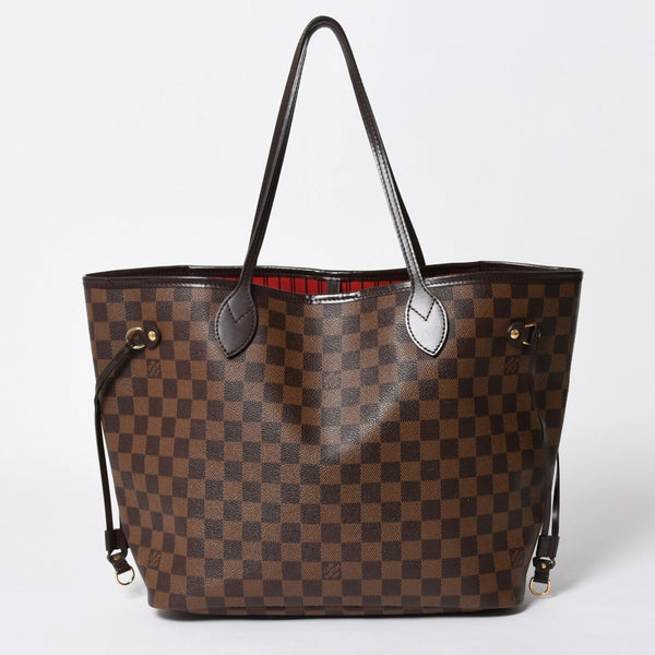 極美品 LOUIS VUITTON ルイヴィトン ダミエ ネヴァーフルMM トートバッグ N51105 PVC レザー ブラウン ゴールド金具 中古 4a006933