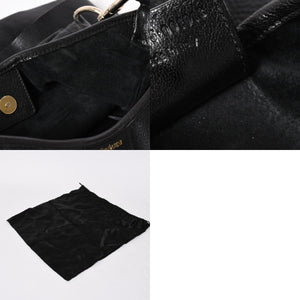 極美品 YVES SAINT LAURENT イヴサンローラン サントロぺ レザーバッグ ハンドバッグ 122245 ブラック シルバー金具 中古 4a006504