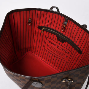 極美品 LOUIS VUITTON ルイヴィトン ダミエ ネヴァーフルMM トートバッグ N51105 PVC レザー ブラウン ゴールド金具 中古 4a006933