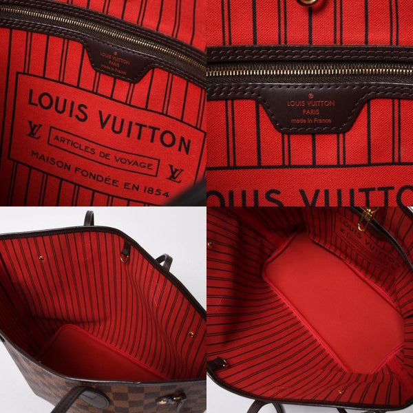 極美品 LOUIS VUITTON ルイヴィトン ダミエ ネヴァーフルMM トートバッグ N51105 PVC レザー ブラウン ゴールド金具 中古 4a006933