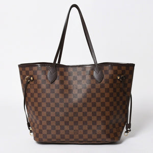 極美品 LOUIS VUITTON ルイヴィトン ダミエ ネヴァーフルMM トートバッグ N51105 PVC レザー ブラウン ゴールド金具 中古 4a006933