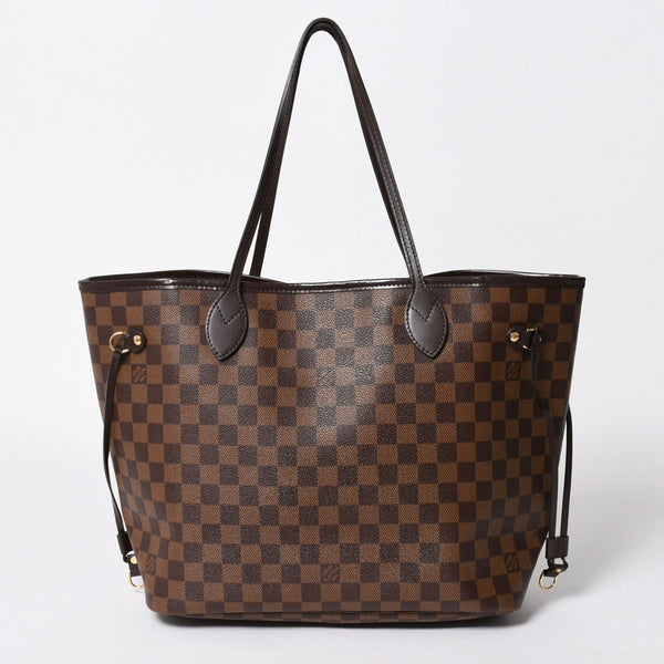 極美品 LOUIS VUITTON ルイヴィトン ダミエ ネヴァーフルMM トートバッグ N51105 PVC レザー ブラウン ゴールド金具 中古 4a006933