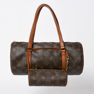 極美品 LOUIS VUITTON ルイヴィトン パピヨン30 GM ハンドバッグ M51365 モノグラム ゴールド金具 旧型 筒型 中古 4a006977