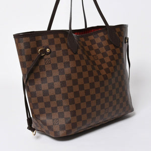 極美品 LOUIS VUITTON ルイヴィトン ダミエ ネヴァーフルMM トートバッグ N51105 PVC レザー ブラウン ゴールド金具 中古 4a006933