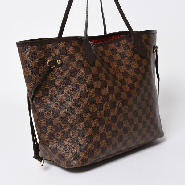 極美品 LOUIS VUITTON ルイヴィトン ダミエ ネヴァーフルMM トートバッグ N51105 PVC レザー ブラウン ゴールド金具 中古 4a006933