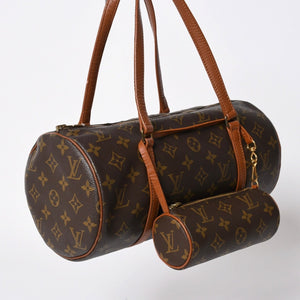 極美品 LOUIS VUITTON ルイヴィトン パピヨン30 GM ハンドバッグ M51365 モノグラム ゴールド金具 旧型 筒型 中古 4a006977