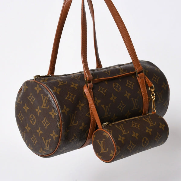 極美品 LOUIS VUITTON ルイヴィトン パピヨン30 GM ハンドバッグ M51365 モノグラム ゴールド金具 旧型 筒型 中古 4a006977