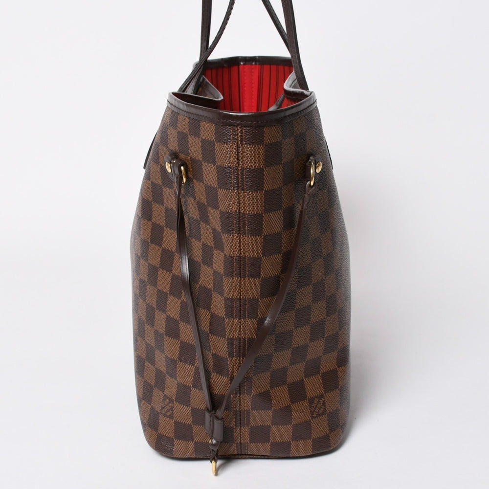 極美品 LOUIS VUITTON ルイヴィトン ダミエ ネヴァーフルMM トートバッグ N51105 PVC レザー ブラウン ゴールド金具 中古 4a006933