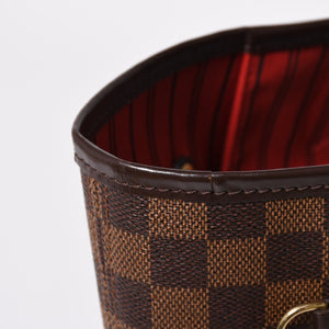 極美品 LOUIS VUITTON ルイヴィトン ダミエ ネヴァーフルMM トートバッグ N51105 PVC レザー ブラウン ゴールド金具 中古 4a006933