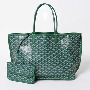 新品同様 GOYARD ゴヤール リバーシブル トートバッグ アンジュPM PVCコーティングキャンバス レザー グリーン 中古 4a007188