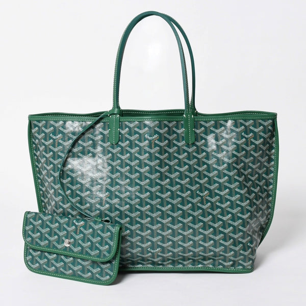 新品同様 GOYARD ゴヤール リバーシブル トートバッグ アンジュPM PVCコーティングキャンバス レザー グリーン 中古 4a007188