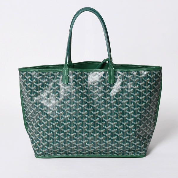 新品同様 GOYARD ゴヤール リバーシブル トートバッグ アンジュPM PVCコーティングキャンバス レザー グリーン 中古 4a007188