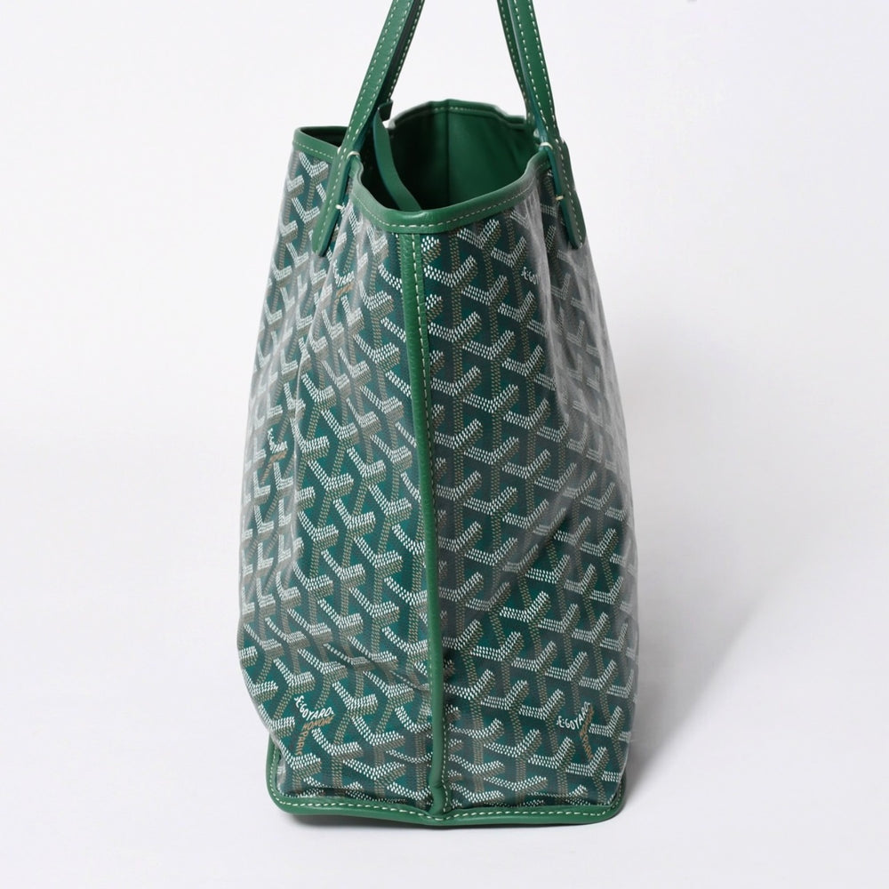 新品同様 GOYARD ゴヤール リバーシブル トートバッグ アンジュPM PVCコーティングキャンバス レザー グリーン 中古 4a007188