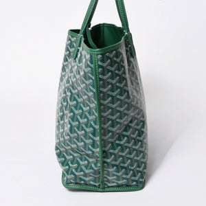 新品同様 GOYARD ゴヤール リバーシブル トートバッグ アンジュPM PVCコーティングキャンバス レザー グリーン 中古 4a007188