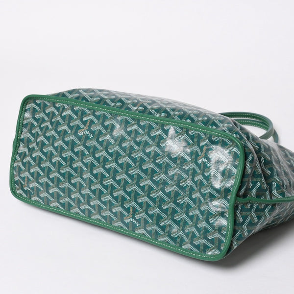 新品同様 GOYARD ゴヤール リバーシブル トートバッグ アンジュPM PVCコーティングキャンバス レザー グリーン 中古 4a007188