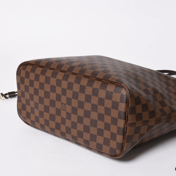 極美品 LOUIS VUITTON ルイヴィトン ダミエ ネヴァーフルMM トートバッグ N51105 PVC レザー ブラウン ゴールド金具 中古 4a006933