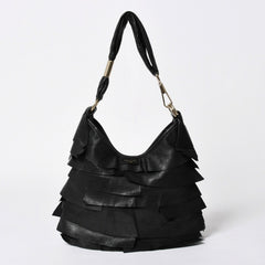 極美品 YVES SAINT LAURENT イヴサンローラン サントロぺ レザーバッグ ハンドバッグ 122245 ブラック シルバー金具 中古 4a006504
