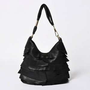 極美品 YVES SAINT LAURENT イヴサンローラン サントロぺ レザーバッグ ハンドバッグ 122245 ブラック シルバー金具 中古 4a006504
