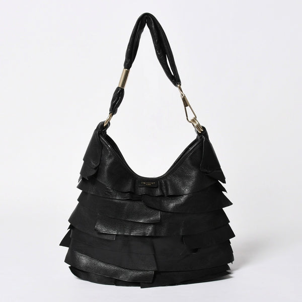 極美品 YVES SAINT LAURENT イヴサンローラン サントロぺ レザーバッグ ハンドバッグ 122245 ブラック シルバー金具 中古 4a006504