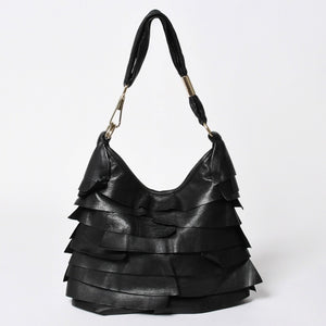 極美品 YVES SAINT LAURENT イヴサンローラン サントロぺ レザーバッグ ハンドバッグ 122245 ブラック シルバー金具 中古 4a006504